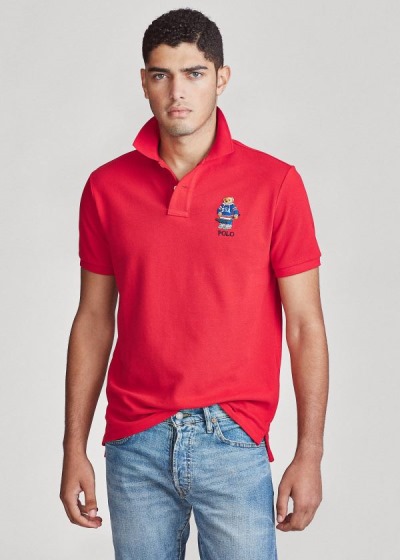 Polo Ralph Lauren Custom Slim Fit Bear Mesh Polo Herre Danmark (TOBSD0687)